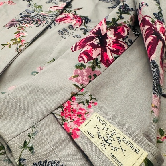 Joules Rightas Rain Gray Floral Rain Jacket NWOT Women’s US8 UK12 - Picture 5 of 11
